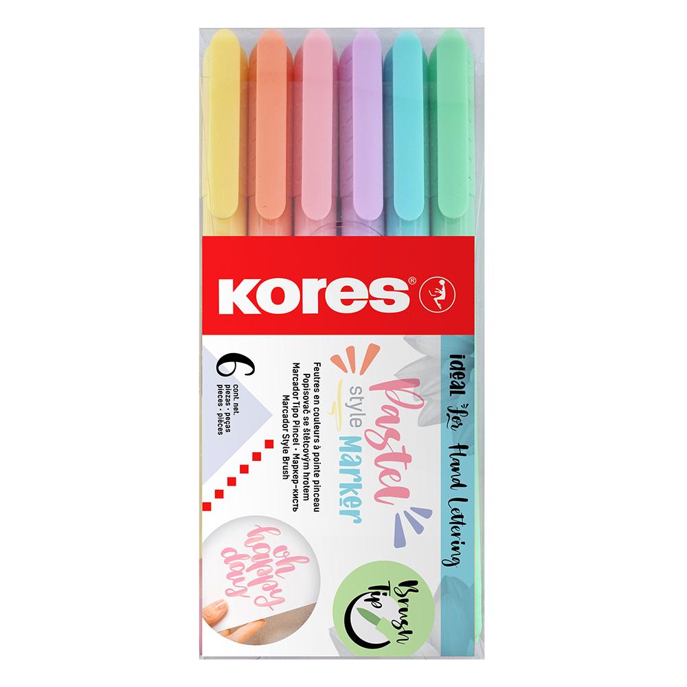 Маркер четка Kores Pastel 6 броя | JAR Computers Маркер четка Kores Pastel 6 броя