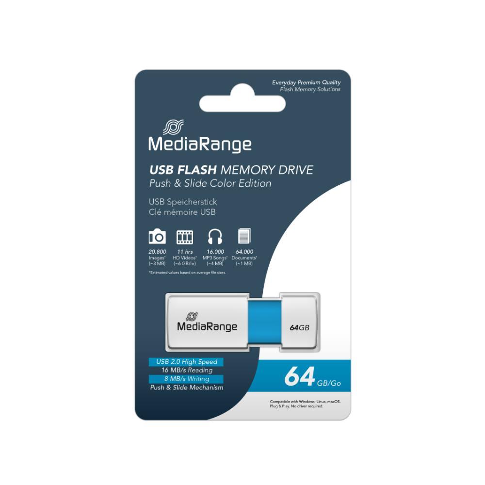 MediaRange USB 2.0  flash drive, color edition, light blue, 64GB (MR974) | JAR Computers MediaRange USB 2.0  flash drive, color edition, light blue, 64GB (MR974)