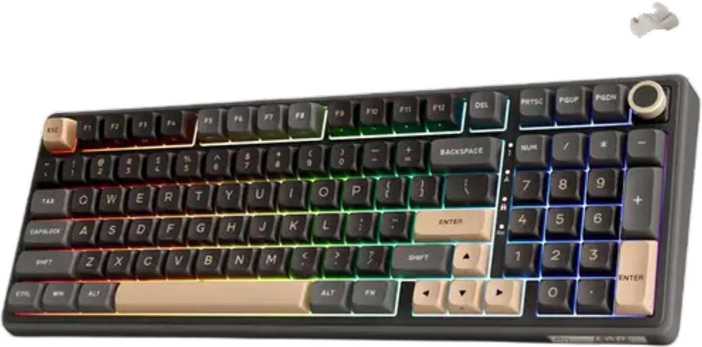 Механична клавиатура Royal Kludge - R98 Pro Phantom, жична, Cream Linear, RGB, черна | JAR Computers Механична клавиатура Royal Kludge - R98 Pro Phantom, жична, Cream Linear, RGB, черна