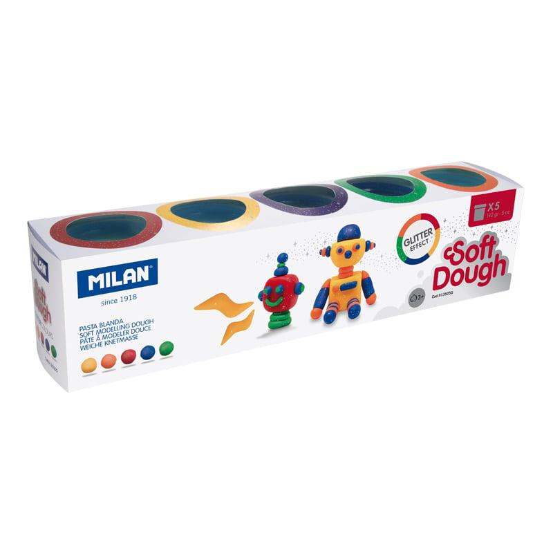 Milan Тесто за моделиране Soft Dough Glitter, 142 g, 5 цвята | JAR Computers Milan Тесто за моделиране Soft Dough Glitter, 142 g, 5 цвята