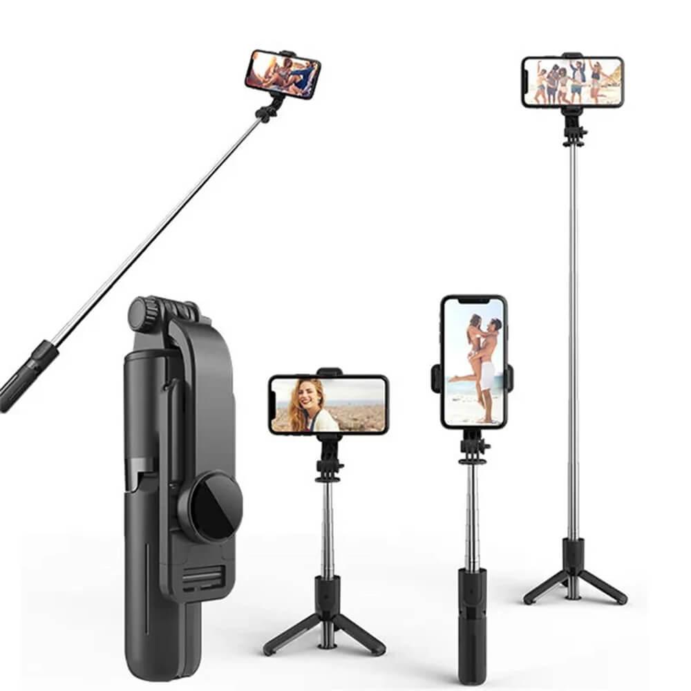Techsuit L11 Selfie Stick Telescopic Tripod with Bluetooth Remote - разтегаем безжичен селфи стик и трипод за мобилни телефони (черен)