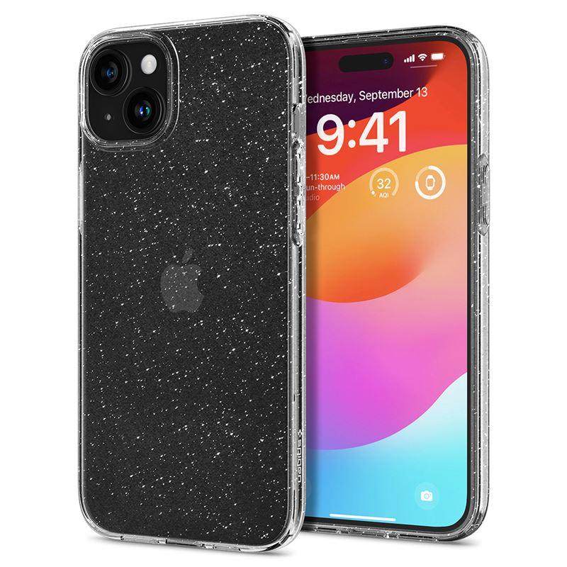 Тънък силиконов (TPU) калъф за iPhone 15 Plus (прозрачен) - Spigen Liquid Crystal Glitter Case | JAR Computers Тънък силиконов (TPU) калъф за iPhone 15 Plus (прозрачен) - Spigen Liquid Crystal Glitter Case