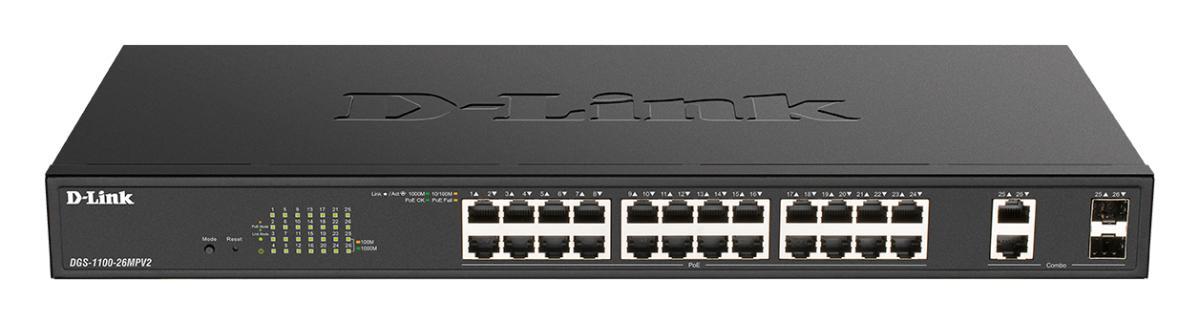 D-Link DGS-1100-26MPV2/E network switch Managed L2 Gigabit Ethernet (10/100/1000) Power over Ethernet (PoE) Black | JAR Computers D-Link DGS-1100-26MPV2/E network switch Managed L2 Gigabit Ethernet (10/100/1000) Power over Ethernet (PoE) Black