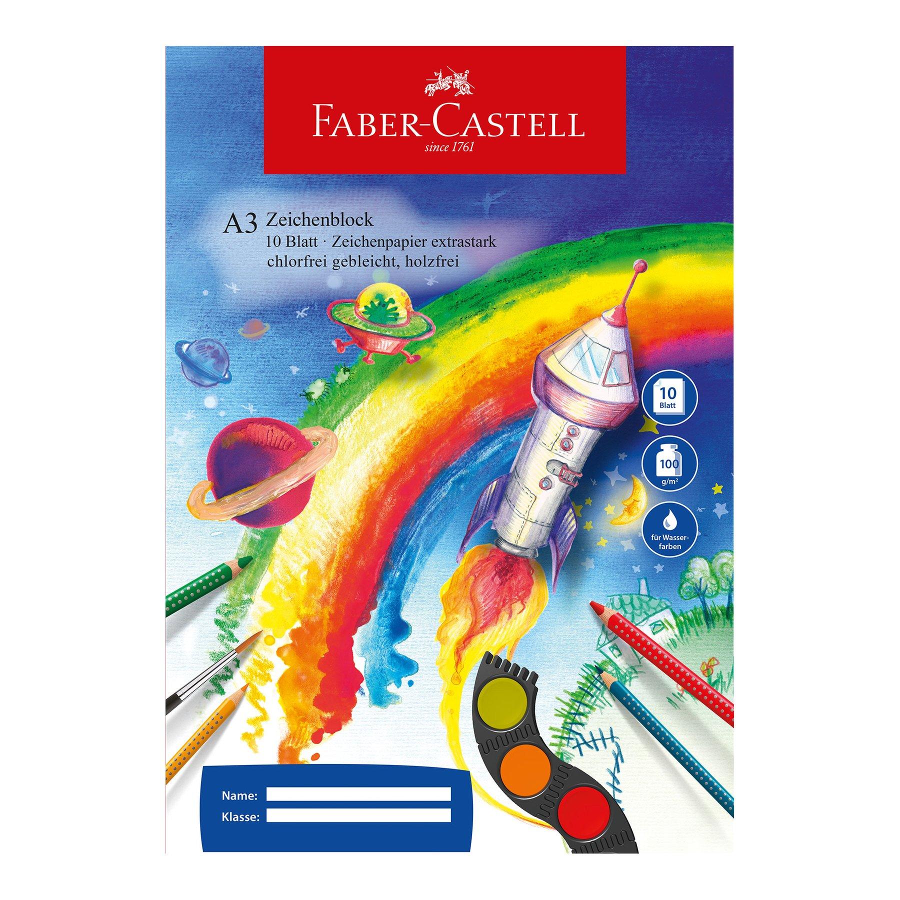 Faber-Castell Блок за рисуване, офсетова хартия, А3, 100 g/m2, 10 листа | JAR Computers Faber-Castell Блок за рисуване, офсетова хартия, А3, 100 g/m2, 10 листа