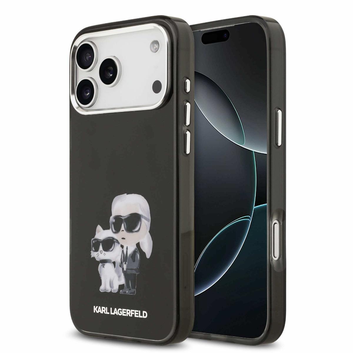 Хибриден удароустойчив кейс за iPhone 17 Pro Max - Karl Lagerfeld IML Aquarelle Karl and Choupette Case (черен) | JAR Computers Хибриден удароустойчив кейс за iPhone 17 Pro Max - Karl Lagerfeld IML Aquarelle Karl and Choupette Case (черен)