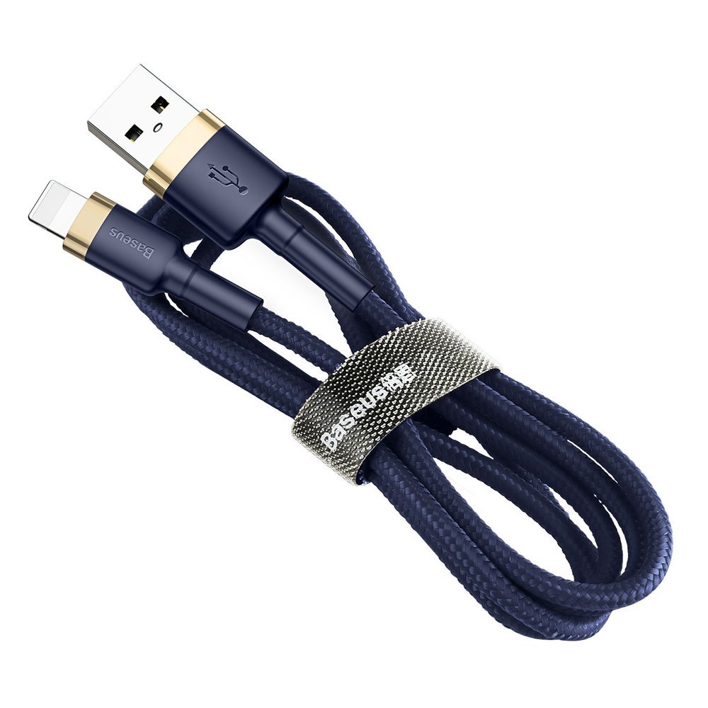 Baseus Cafule USB Lightning Cable (CALKLF-CV3) - Lightning USB кабел за Apple устройства с Lightning порт (200 см) (син-златист)