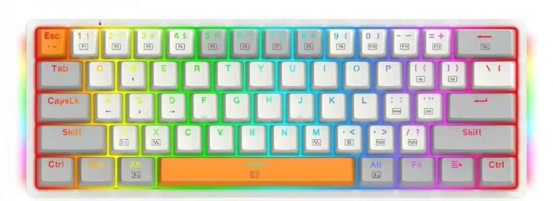 Механична клавиатура Redragon – K642WGO-RGB, 60%, бяла | JAR Computers Механична клавиатура Redragon – K642WGO-RGB, 60%, бяла