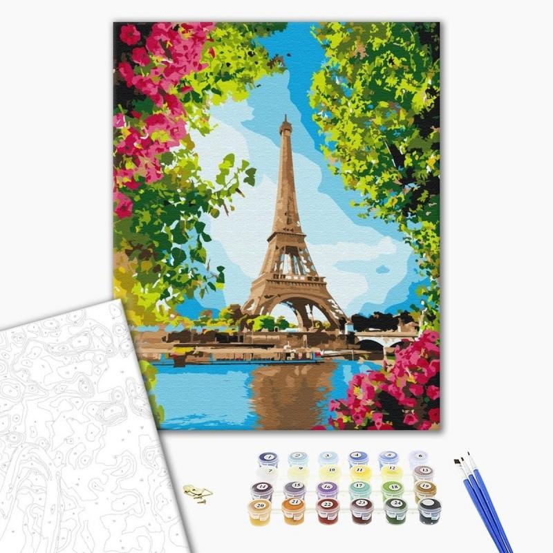 Рисуване по номера BrushMe, с подрамка, FLOWER VIEW OF THE EIFFEL/Айфелова кула, 40х50 см | JAR Computers Рисуване по номера BrushMe, с подрамка, FLOWER VIEW OF THE EIFFEL/Айфелова кула, 40х50 см