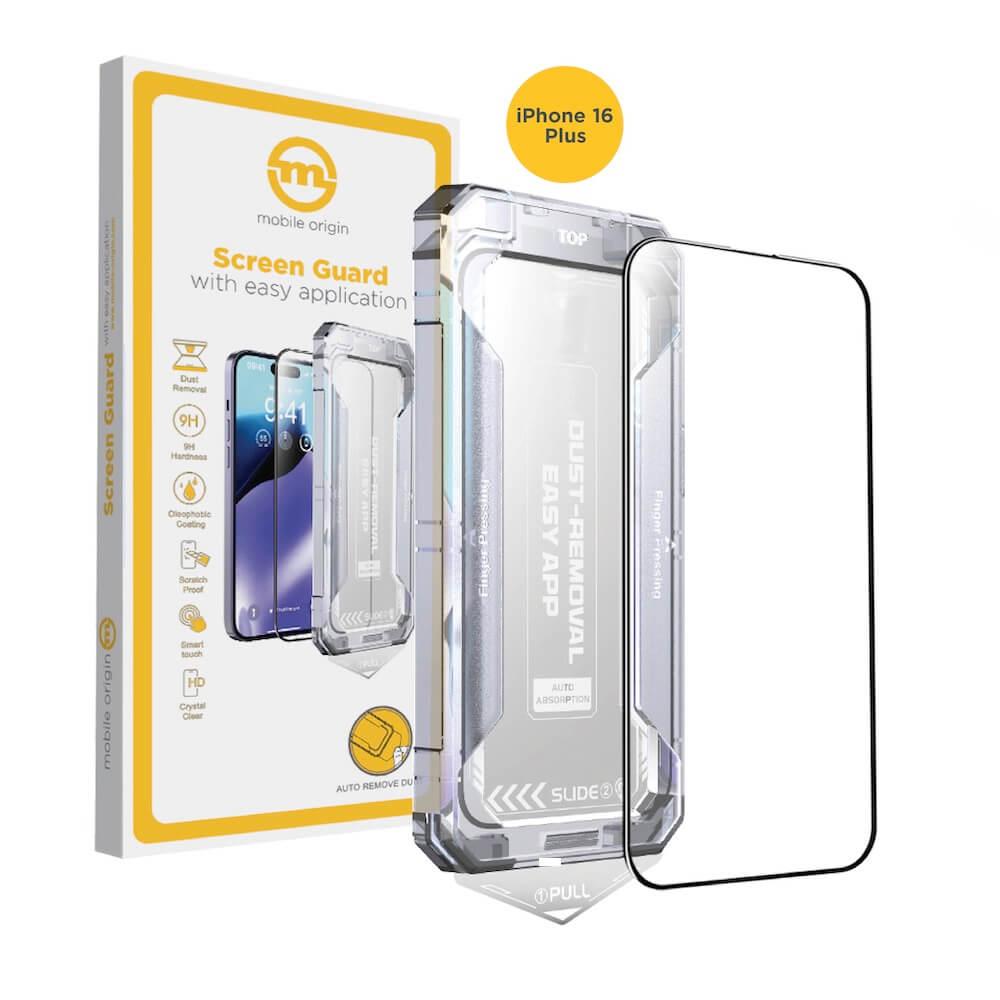 Стъклено защитно покритие за дисплея на iPhone 16 Plus - Mobile Origin Screen Guard Full Cover Tempered Glass (черен-прозрачен) | JAR Computers Стъклено защитно покритие за дисплея на iPhone 16 Plus - Mobile Origin Screen Guard Full Cover Tempered Glass (черен-прозрачен)