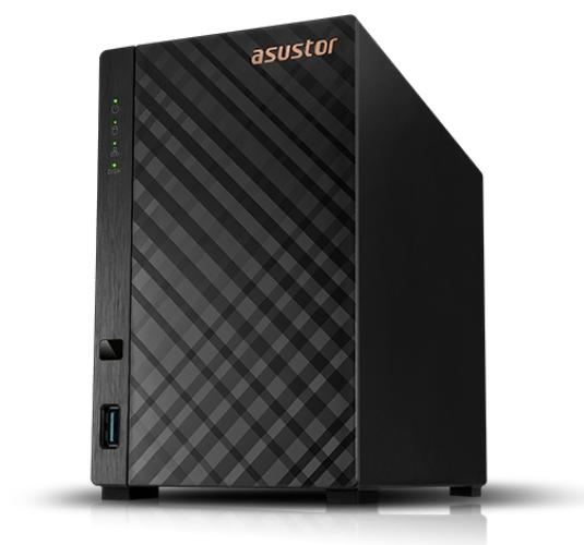Asustor AS1202T, 2 bay NAS, Realtek RTD1619B, Quad Core, 1.7 GHz, 1GB DDR4 (not expandable), 2.5GbE x1, 3 x USB 3.2 Gen 1, WOW (Wake on WAN), System Sleep Mode, Black