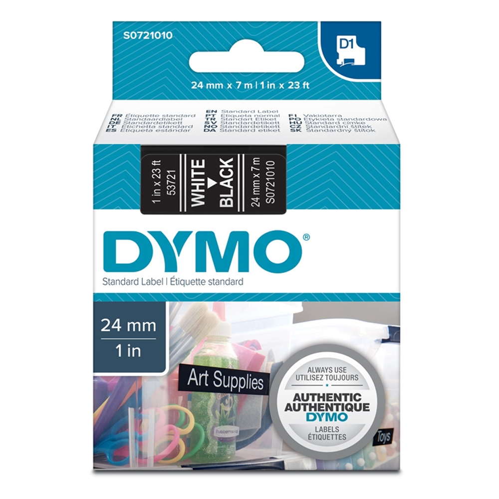 DYMO 53721 TAPE WHITE ON BLACK (S0721010) (DYMO53721)