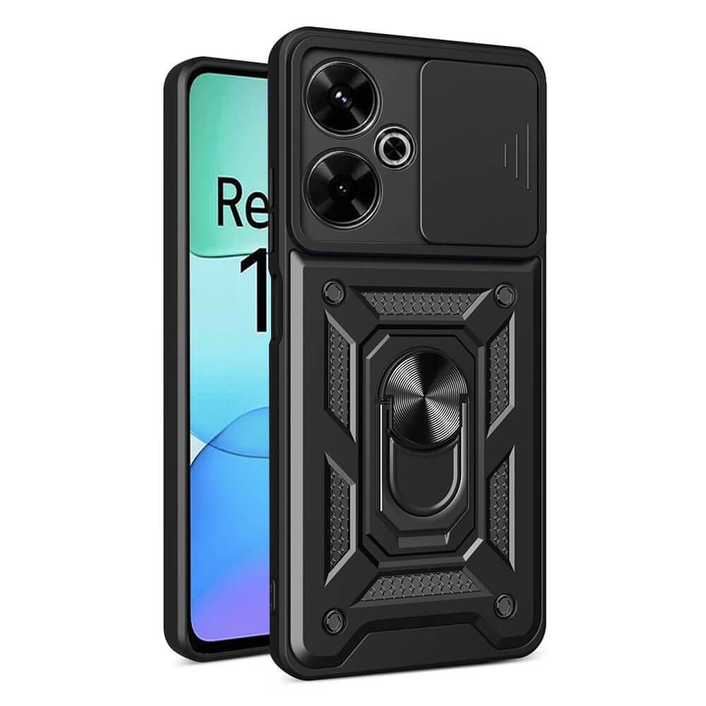 Хибриден удароустойчив кейс с пръстен против изпускане за Xiaomi Redmi 13, Poco M6 4G (черен) - Techsuit CamShield Case | JAR Computers Хибриден удароустойчив кейс с пръстен против изпускане за Xiaomi Redmi 13, Poco M6 4G (черен) - Techsuit CamShield Case