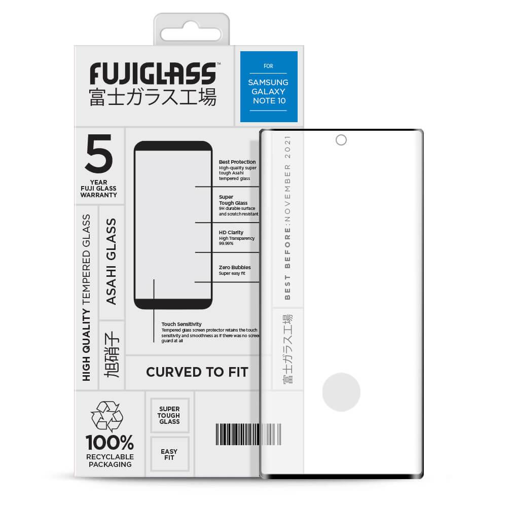 Калено стъклено защитно покритие за дисплея на Samsung Galaxy Note 10 - Fuji Curved-to-fit Screen Protector (прозрачен) | JAR Computers Калено стъклено защитно покритие за дисплея на Samsung Galaxy Note 10 - Fuji Curved-to-fit Screen Protector (прозрачен)