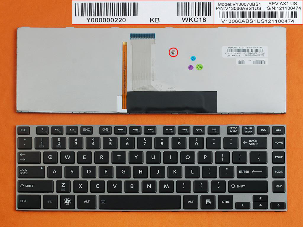 Клавиатура за лаптоп Toshiba L830 L840 Черна със Сребриста Рамка с Подсветка / Silver Frame Black With Backlit | JAR Computers Клавиатура за лаптоп Toshiba L830 L840 Черна със Сребриста Рамка с Подсветка / Silver Frame Black With Backlit