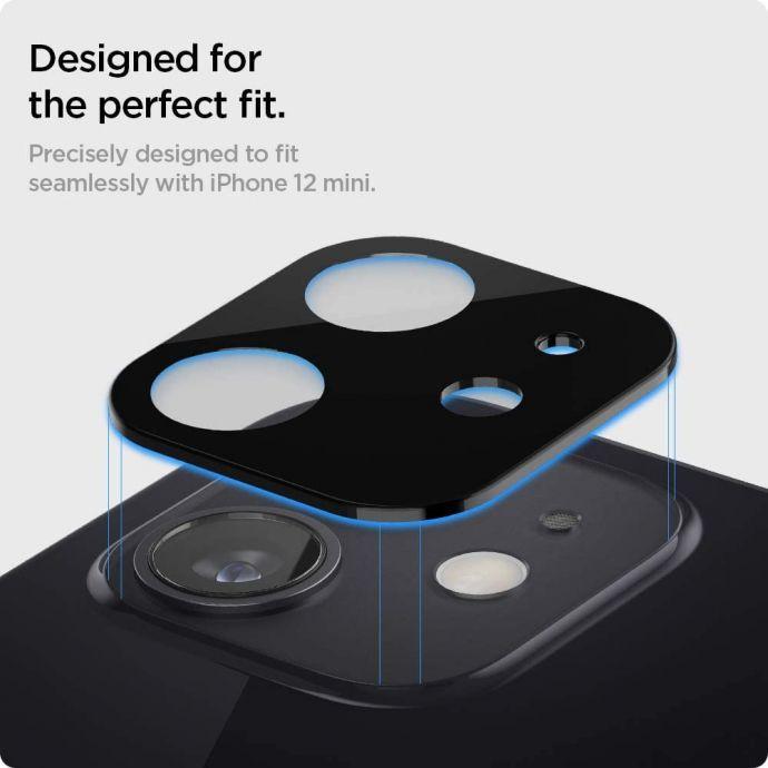 Комплект 2 броя предпазни стъклени протектора за камерата на iPhone 12 mini - Spigen Optik Lens Protector (черен) | JAR Computers Комплект 2 броя предпазни стъклени протектора за камерата на iPhone 12 mini - Spigen Optik Lens Protector (черен)