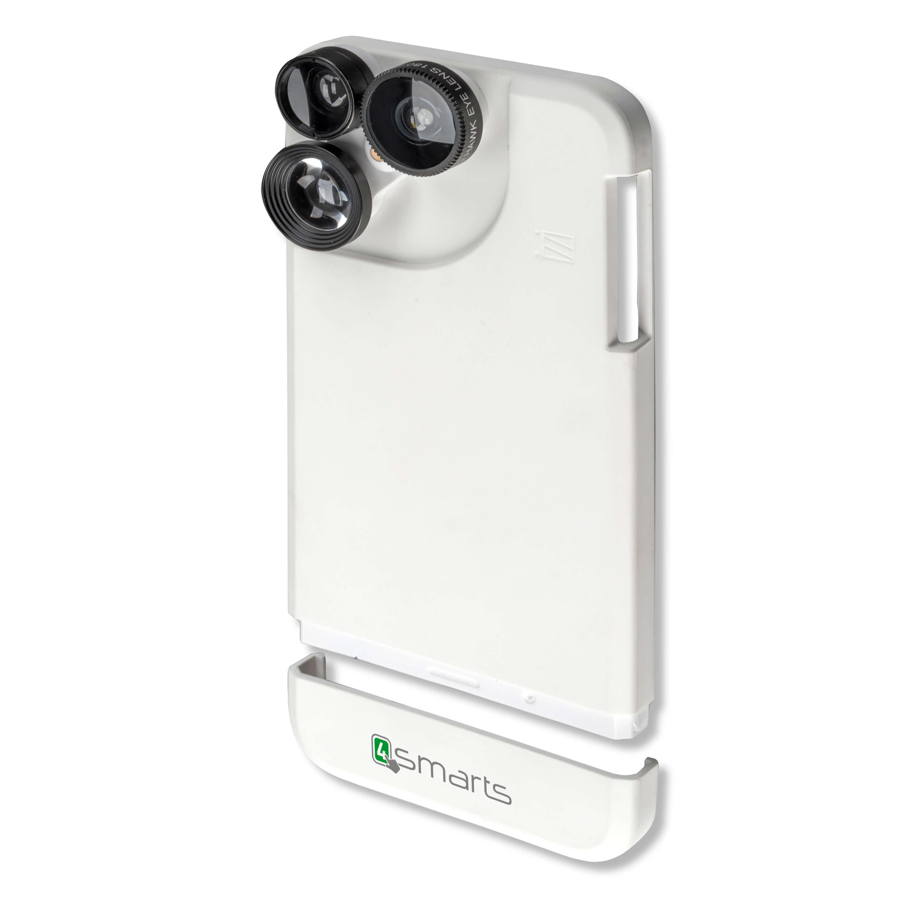 Комплект лещи Fish Eye, Wide Angle, Macro и кейс за iPhone 6s, iPhone 6 - 4smarts Basic Lens Set with Case (бял) | JAR Computers Комплект лещи Fish Eye, Wide Angle, Macro и кейс за iPhone 6s, iPhone 6 - 4smarts Basic Lens Set with Case (бял)