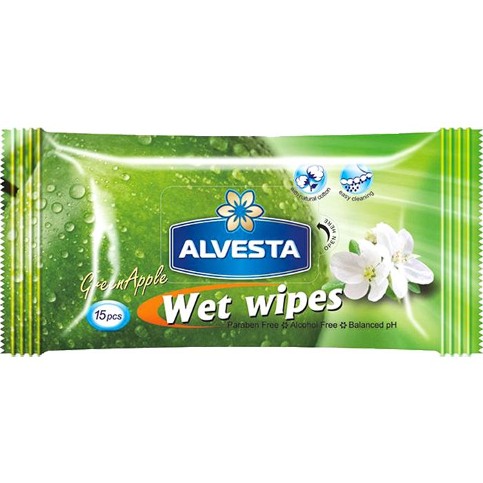Кърпи влажни козм. Alvesta З.ябълка оп15 | JAR Computers Кърпи влажни козм. Alvesta З.ябълка оп15