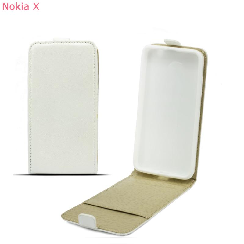 Вертикален кожен калъф с джоб за Nokia X - Leather Pocket Flip Case (бял) | JAR Computers Вертикален кожен калъф с джоб за Nokia X - Leather Pocket Flip Case (бял)