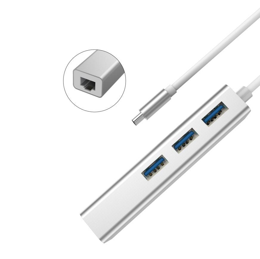 Алуминиев USB-C хъб с 3xUSB 3.0 изхода и Ethernet порт - Devia Leopard USB-C Hub USB 3.0 with Ethernet Adapter | JAR Computers Алуминиев USB-C хъб с 3xUSB 3.0 изхода и Ethernet порт - Devia Leopard USB-C Hub USB 3.0 with Ethernet Adapter