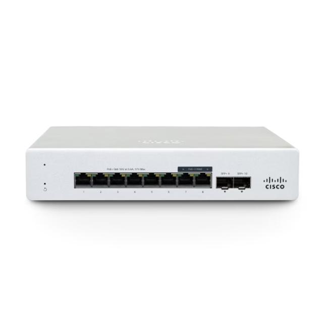 Cisco Meraki MS130-8X Cloud Mgd. 6GE + 2x(2.5GE) 120W PoE Switch | JAR Computers Cisco Meraki MS130-8X Cloud Mgd. 6GE + 2x(2.5GE) 120W PoE Switch