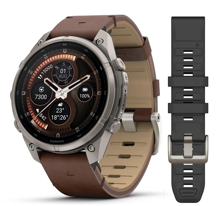 fēnix® 9 Pro, inReach® - 47 мм - Titanium с Walnut кожена каишка | JAR Computers fēnix® 9 Pro, inReach® - 47 мм - Titanium с Walnut кожена каишка