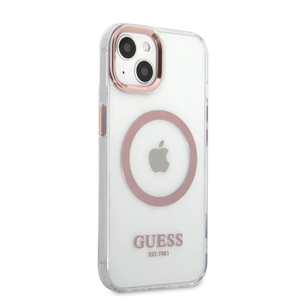 Хибриден удароустойчив кейс с MagSafe за iPhone 13 - Guess Translucent MagSafe Case (прозрачен-розов) | JAR Computers Хибриден удароустойчив кейс с MagSafe за iPhone 13 - Guess Translucent MagSafe Case (прозрачен-розов)