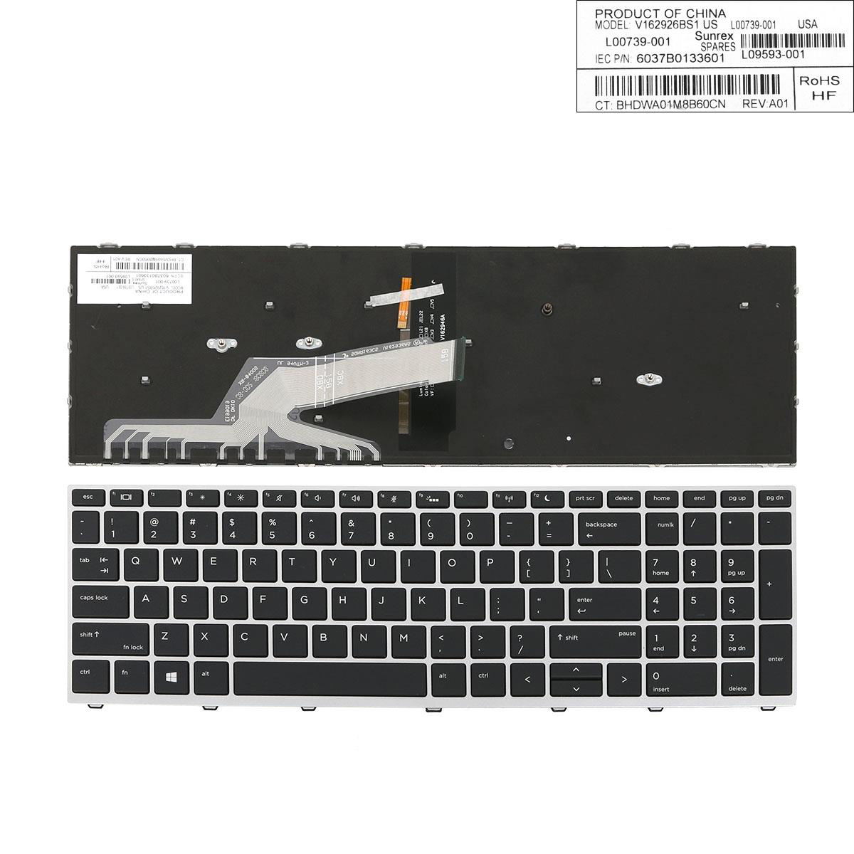 Клавиатура за лаптоп HP ProBook 650 G5 Черна със Сребриста Рамка с Подсветка / Silver Frame Black Backlit With Pointing Stick | JAR Computers Клавиатура за лаптоп HP ProBook 650 G5 Черна със Сребриста Рамка с Подсветка / Silver Frame Black Backlit With Pointing Stick