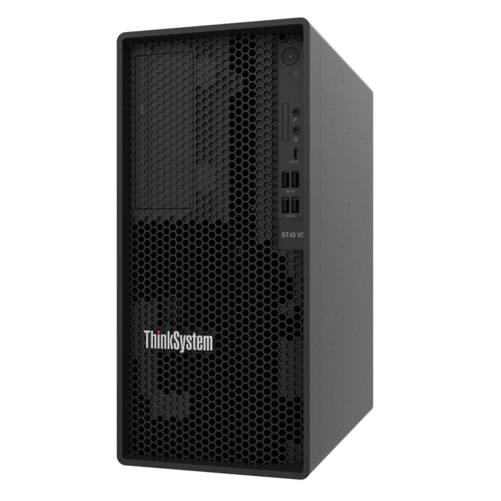 Lenovo ThinkSystem ST45 V3, AMD EPYC 4124P (4C 3.8GHz 16MB Cache/65W), No RAID, 2x1TB SATA, 1x16GB, 500W 94% Efficiency, No DVD, 3 year