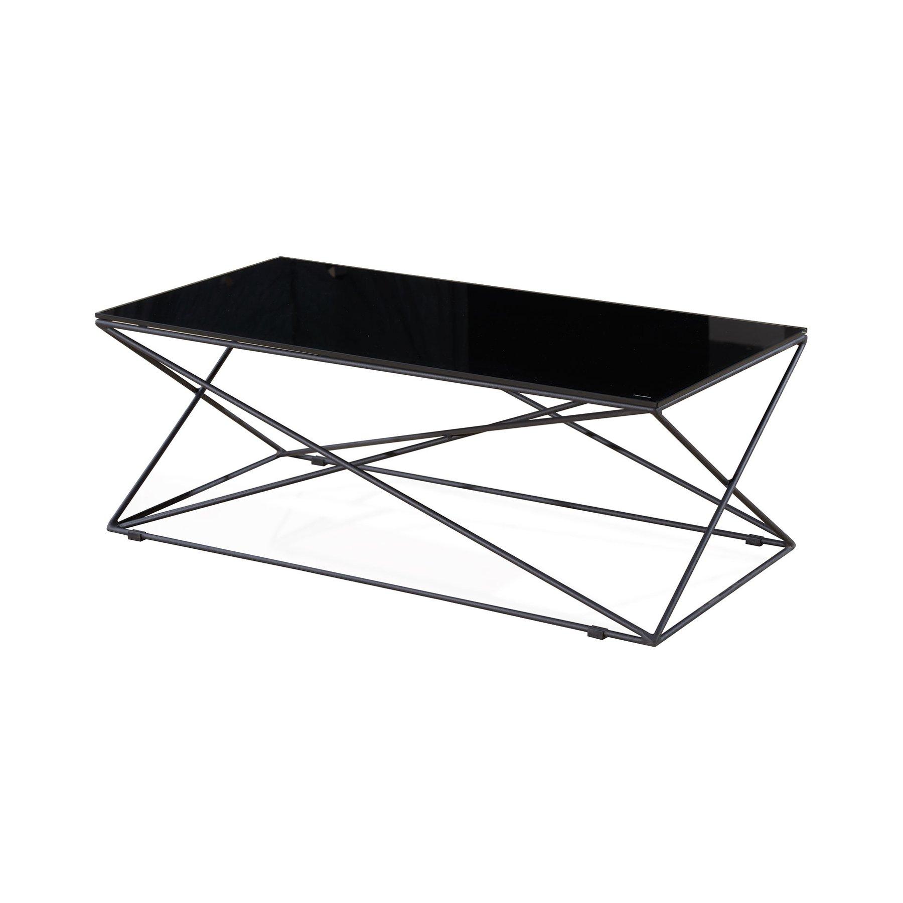 Ниска маса RFG Cubo, 1200 х 600 х 440 mm, правоъгълен стъклен плот, черна