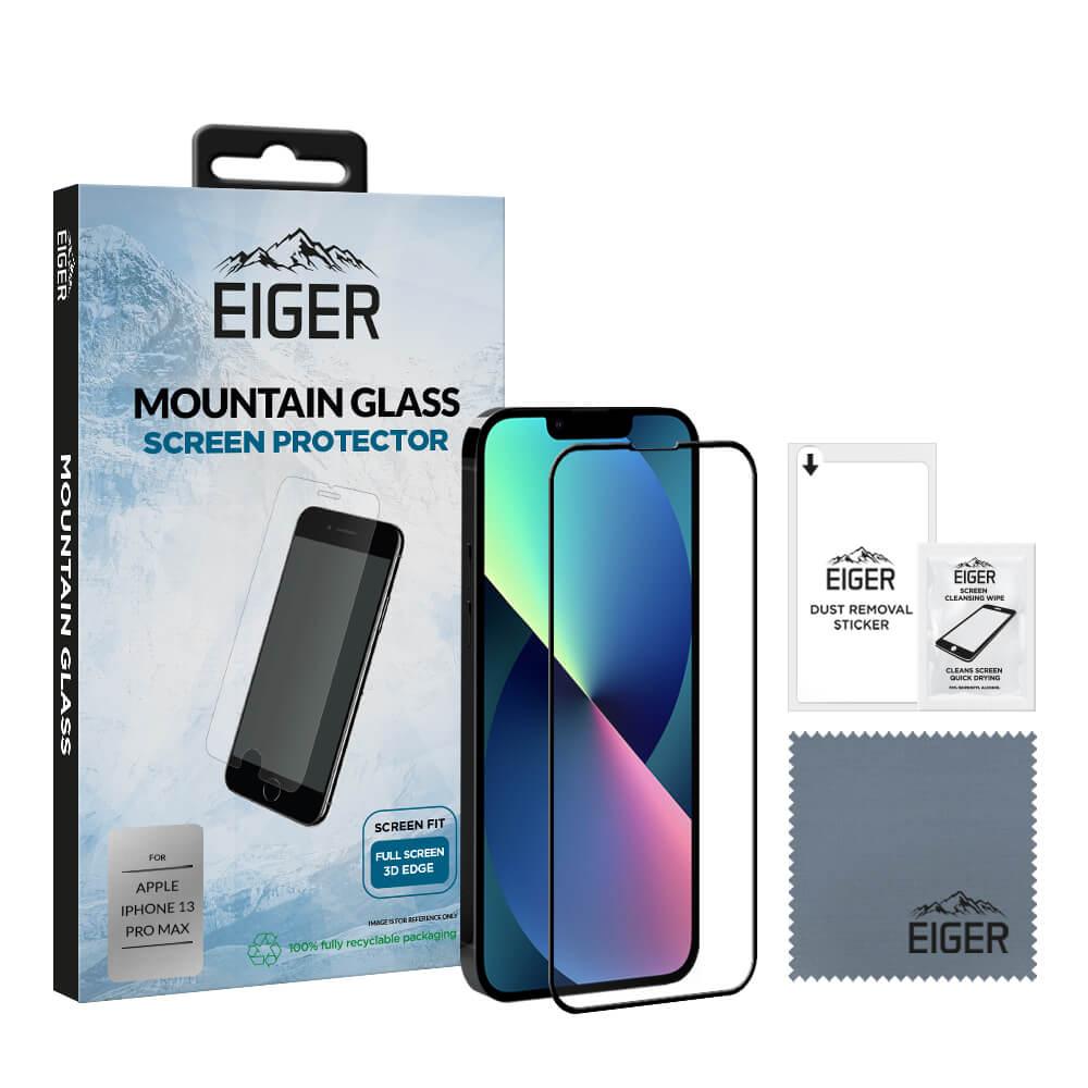Калено стъклено защитно покритие за дисплея на iPhone 13 Pro Max - Eiger Mountian Glass Screen Protector 3D (черен-прозрачен) | JAR Computers Калено стъклено защитно покритие за дисплея на iPhone 13 Pro Max - Eiger Mountian Glass Screen Protector 3D (черен-прозрачен)