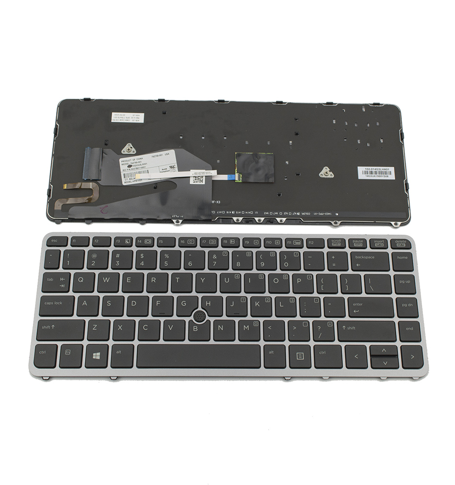 Клавиатура за лаптоп HP EliteBook 840 G1 850 G1 Silver Frame Black Backlit With Pointing Stick / Черна със Сребриста Рамка с Подсветка С Пойтинг Стик | JAR Computers Клавиатура за лаптоп HP EliteBook 840 G1 850 G1 Silver Frame Black Backlit With Pointing Stick / Черна със Сребриста Рамка с Подсветка С Пойтинг Стик