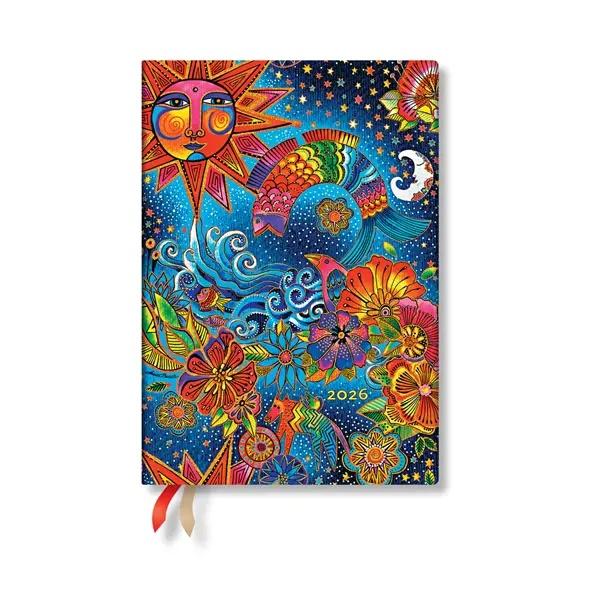 Paperblanks Планер Celestial Magic, Midi, хоризонтален, мека корица, 88 листа, за 2026 година | JAR Computers Paperblanks Планер Celestial Magic, Midi, хоризонтален, мека корица, 88 листа, за 2026 година