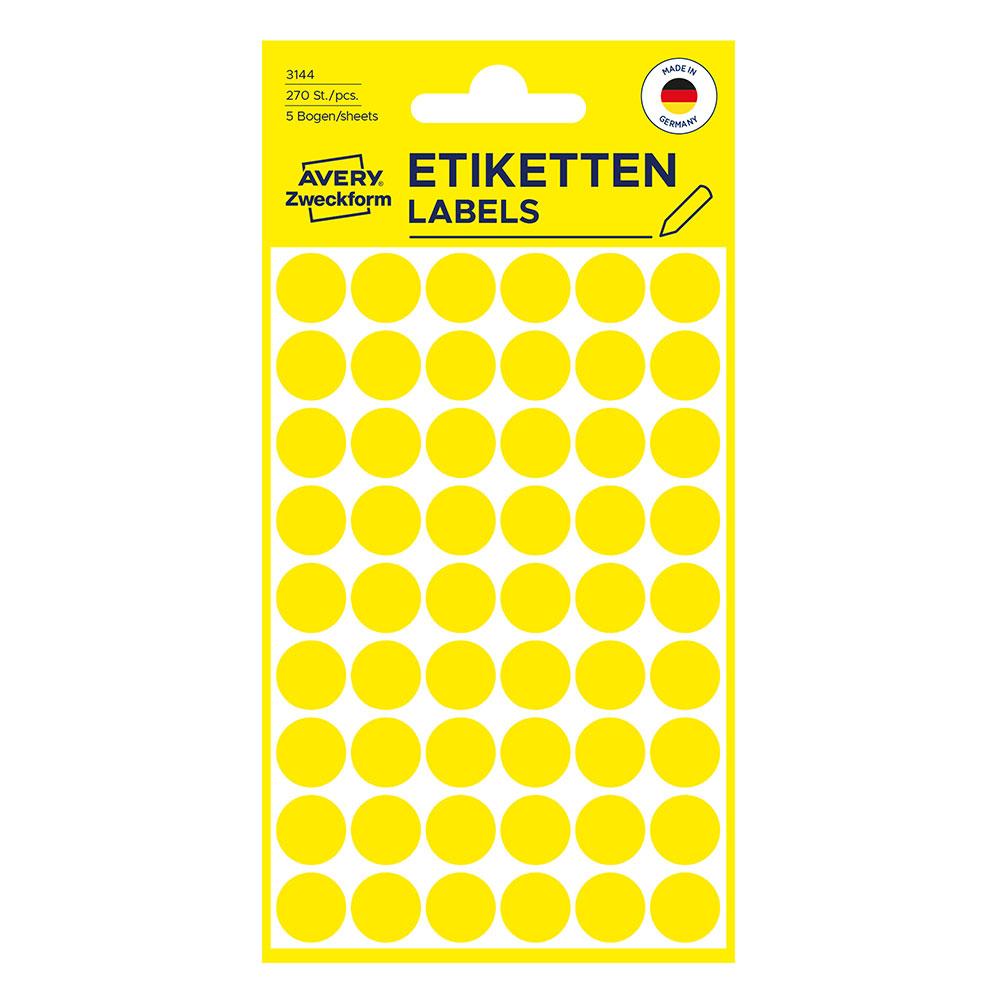 Самоз. кръгчета Avery ф12 жълт 270бр