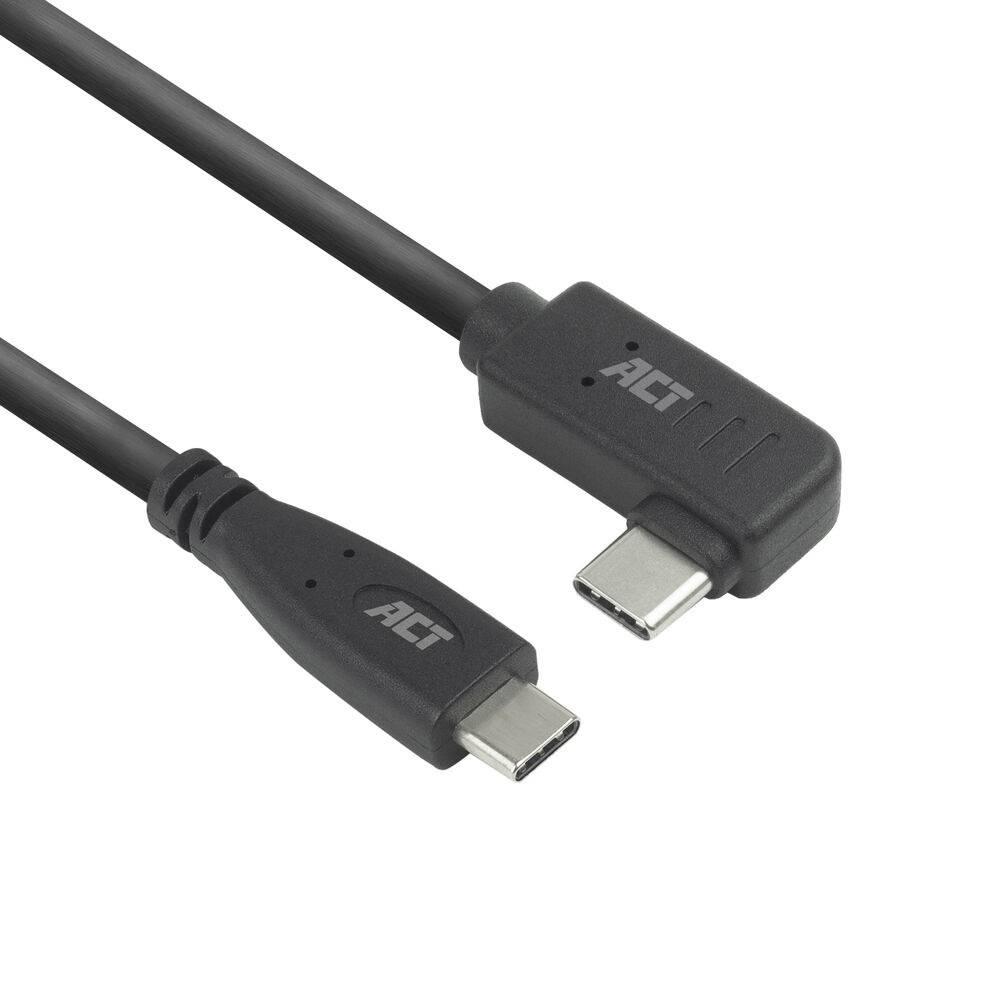 USB-C кабел ACT USB 3.2 Gen 2 (10Gbps, 60W, 4K@30Hz) – прав към ъглов (ляв/десен), 2 м | JAR Computers USB-C кабел ACT USB 3.2 Gen 2 (10Gbps, 60W, 4K@30Hz) – прав към ъглов (ляв/десен), 2 м