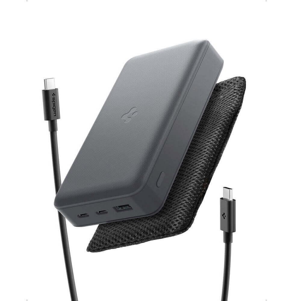 Външна батерия с 2xUSB-C и 1xUSB-A изходи и технология за бързо зареждане - Spigen EA3030 Essential Power Bank 30W 30000 mAh (сив) | JAR Computers Външна батерия с 2xUSB-C и 1xUSB-A изходи и технология за бързо зареждане - Spigen EA3030 Essential Power Bank 30W 30000 mAh (сив)