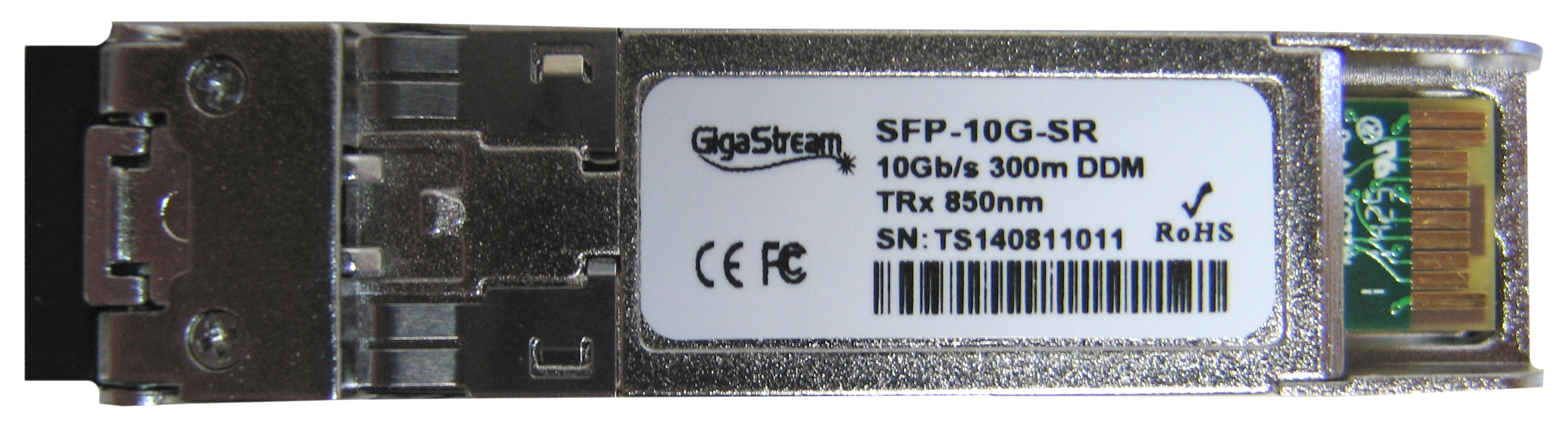 10G SFP+ GigaStream SFP-10G-SR - 850nm 300m Multi-Mode Transceiver with Digital Diagnostic and Monitoring