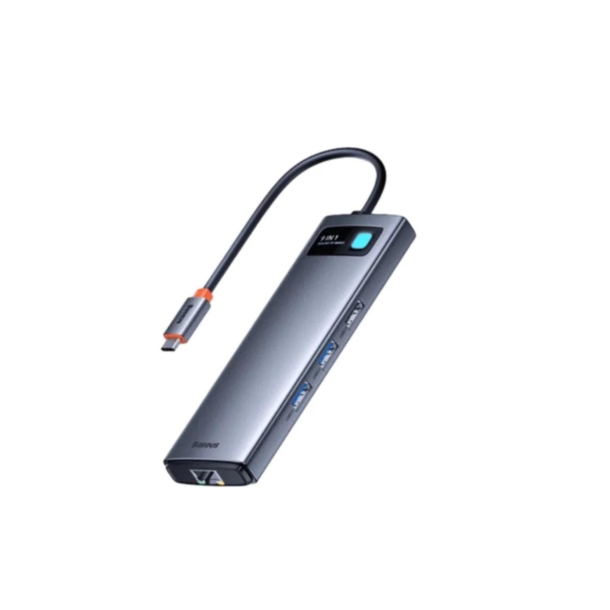 Baseus Metal Gleam 9 в 1 (CAHUB-CU0G) мултифункционален USB-C хъб, тъмносив | JAR Computers Baseus Metal Gleam 9 в 1 (CAHUB-CU0G) мултифункционален USB-C хъб, тъмносив