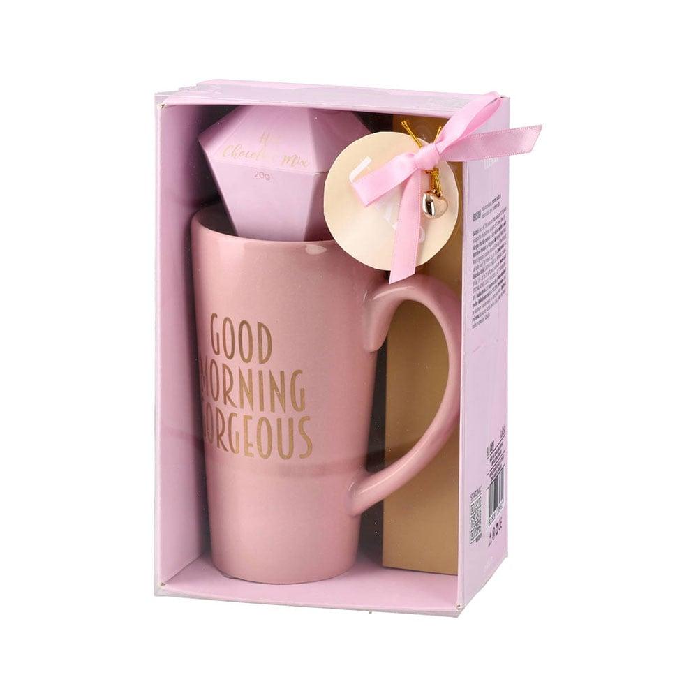 Чаша Takk Toby, Good morning, керамична, с шоколад, розова | JAR Computers Чаша Takk Toby, Good morning, керамична, с шоколад, розова