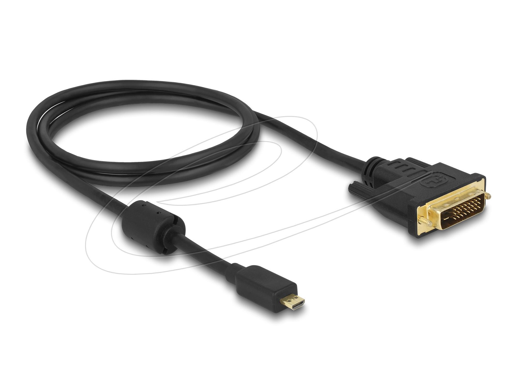 Delock Кабел micro HDMI мъжко към DVI-D мъжко, 1 m | JAR Computers Delock Кабел micro HDMI мъжко към DVI-D мъжко, 1 m