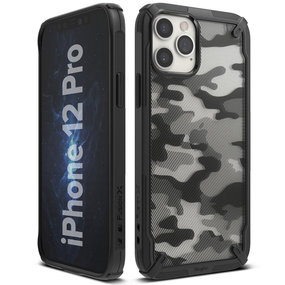 Хибриден удароустойчив кейс за iPhone 12, iPhone 12 Pro - Ringke Fusion X Case (черен-камуфлаж) | JAR Computers Хибриден удароустойчив кейс за iPhone 12, iPhone 12 Pro - Ringke Fusion X Case (черен-камуфлаж)