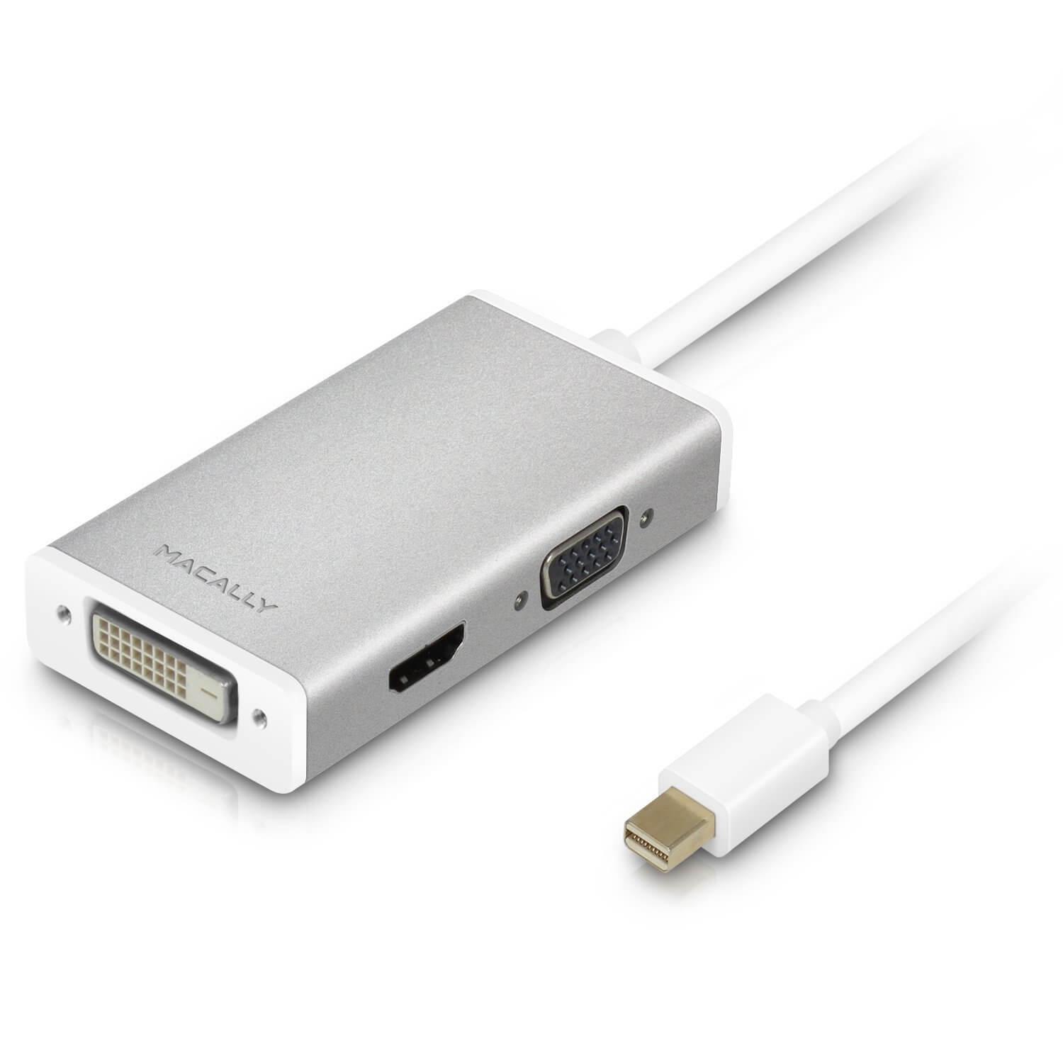 Macally 3-in-1 Mini-DisplayPort към DVI/HDMI/VGA 4K адаптер | JAR Computers Macally 3-in-1 Mini-DisplayPort към DVI/HDMI/VGA 4K адаптер