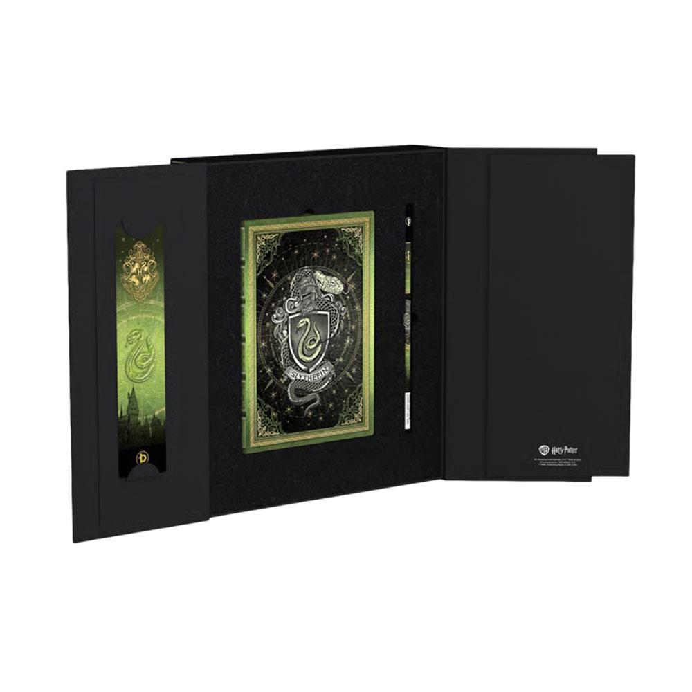Paperblanks Подаръчен комплект Slytherin, тефтер Midi, книгоразделител и молив