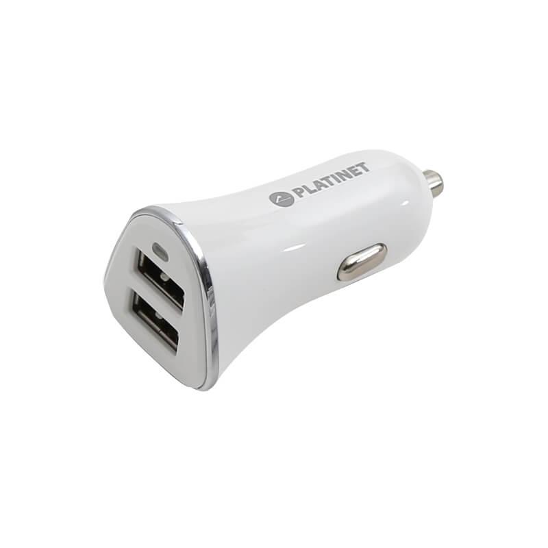 Зарядно за кола с 2 x USB порта (100 см) - Platinet Car Charger 2 x USB 3.4A with MicroUSB Cable 1m (бял) | JAR Computers Зарядно за кола с 2 x USB порта (100 см) - Platinet Car Charger 2 x USB 3.4A with MicroUSB Cable 1m (бял)