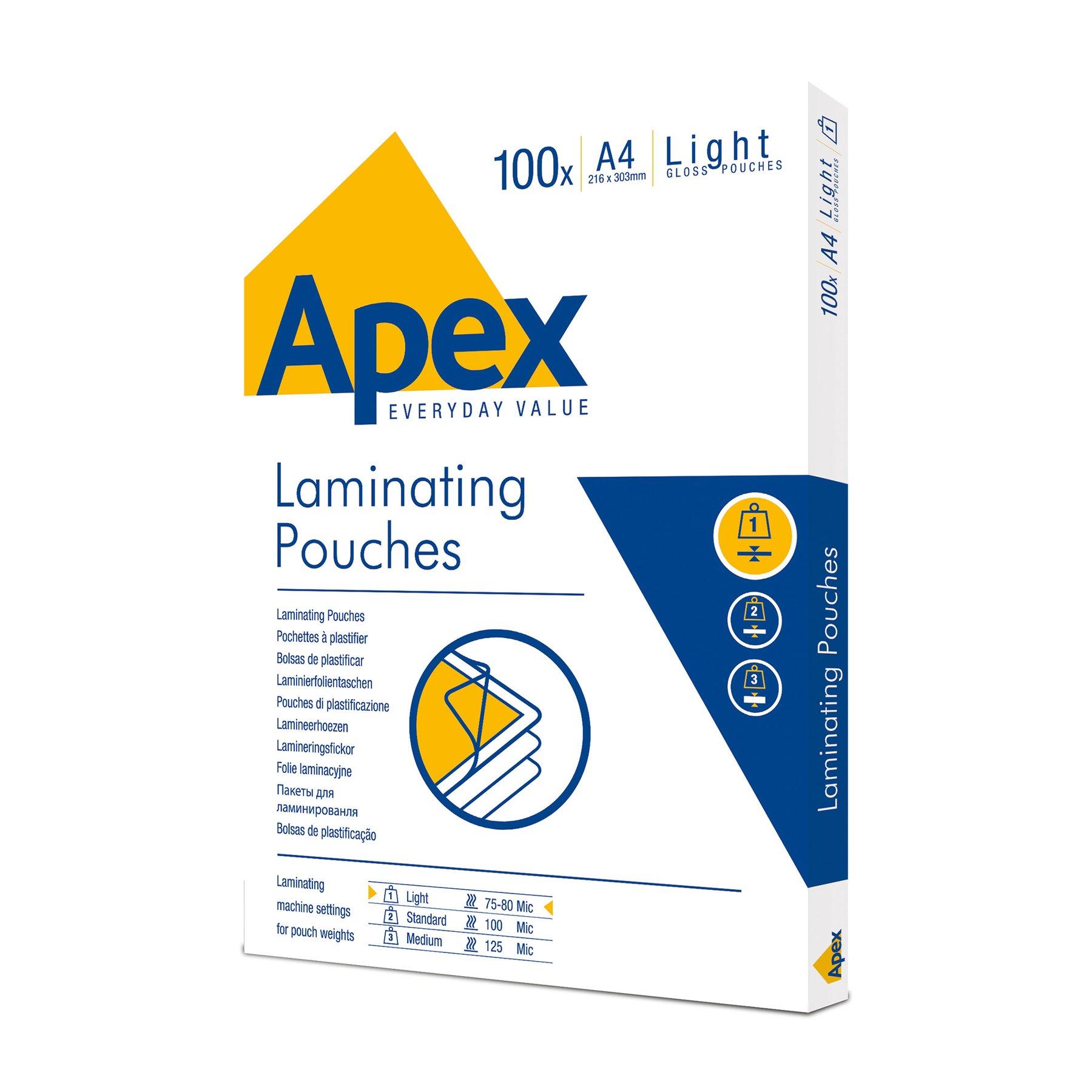 Фолио за ламиниране Apex, A4, 80 μm, 100 броя | JAR Computers Фолио за ламиниране Apex, A4, 80 μm, 100 броя