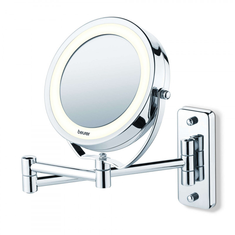 Козметично огледало Beurer BS 59, Диаметър 11 см, 8 LED лампи, Петорно увеличение, Сребрист