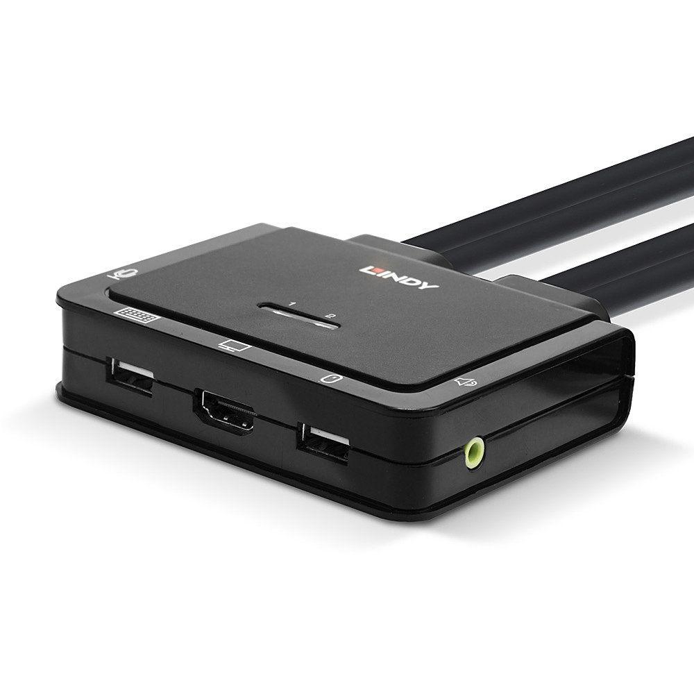 LINDY LNY-42347 :: 2-портов HDMI 4K60, USB Type-C, USB 2.0 & Audio KVM превключвател