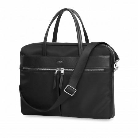 Луксозна чанта за преносими компютри до 15 инча - Knomo Hanover Slim Breifcase (черен-сребрист) | JAR Computers Луксозна чанта за преносими компютри до 15 инча - Knomo Hanover Slim Breifcase (черен-сребрист)