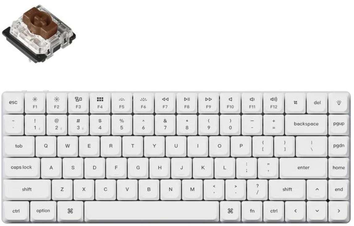 Механична клавиатура Keychron - K3 Pro, безжична, Gateron Brown, RGB, бяла | JAR Computers Механична клавиатура Keychron - K3 Pro, безжична, Gateron Brown, RGB, бяла