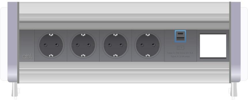 Модул Flip-S 6M с 4х Шуко, USB тип A+C и 1х празен модул, цвят Сив/Алуминий, ABL | JAR Computers Модул Flip-S 6M с 4х Шуко, USB тип A+C и 1х празен модул, цвят Сив/Алуминий, ABL
