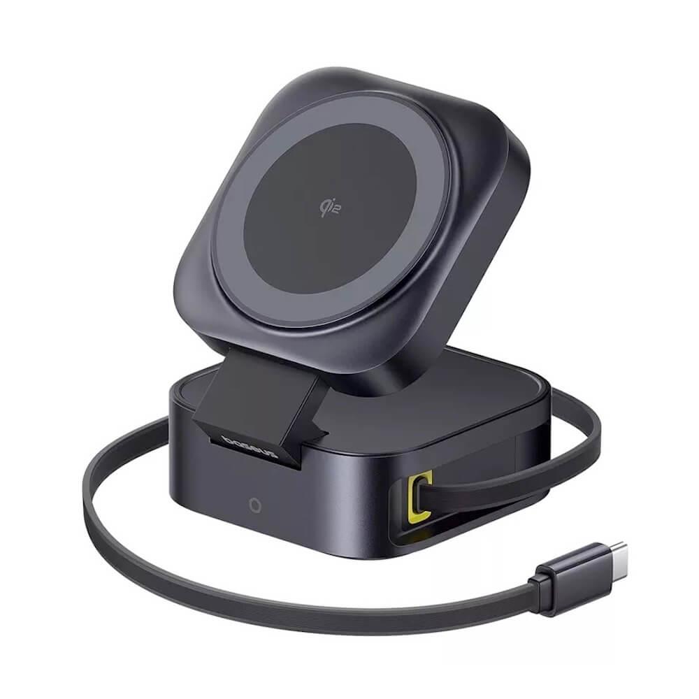 Настолна поставка за безжично зареждане за iPhone с MagSafe и вграден USB-C кабел - Baseus PicoGo 2-in-1 Qi2 Magnetic Wireless Charger 67W (черен) | JAR Computers Настолна поставка за безжично зареждане за iPhone с MagSafe и вграден USB-C кабел - Baseus PicoGo 2-in-1 Qi2 Magnetic Wireless Charger 67W (черен)